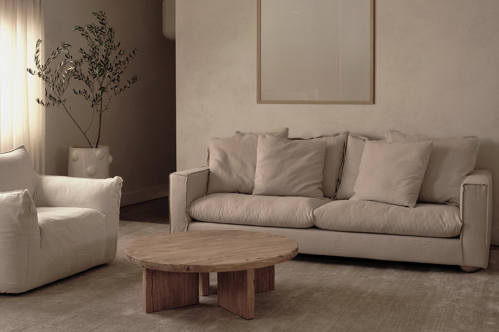 Brushed Linen Oyster Jean Sofa