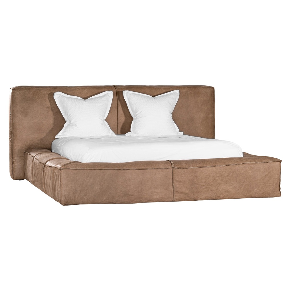 [AK-004QMB] Harlow Bed | Buffalo Leather | Mushroom Brown | Queen