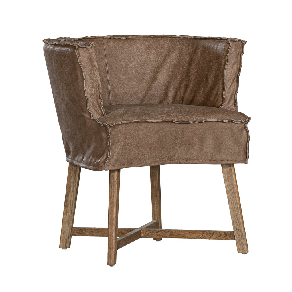[AK-005MB] Guatemala Dining Chair | Buffalo Leather | Mushroom Brown