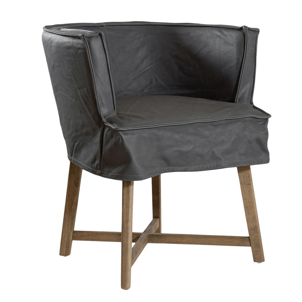 [LN-001LG] Guatemala Dining Chair | Aniline Leather | Granite