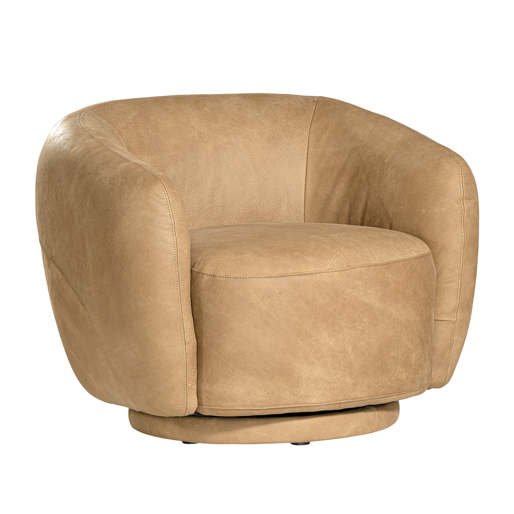 [YH-1009CW] Lucca Swivel | Aniline Leather | Cashew