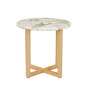 Camille Marble Side Table - Matt Ocean Marble - Natural Ash