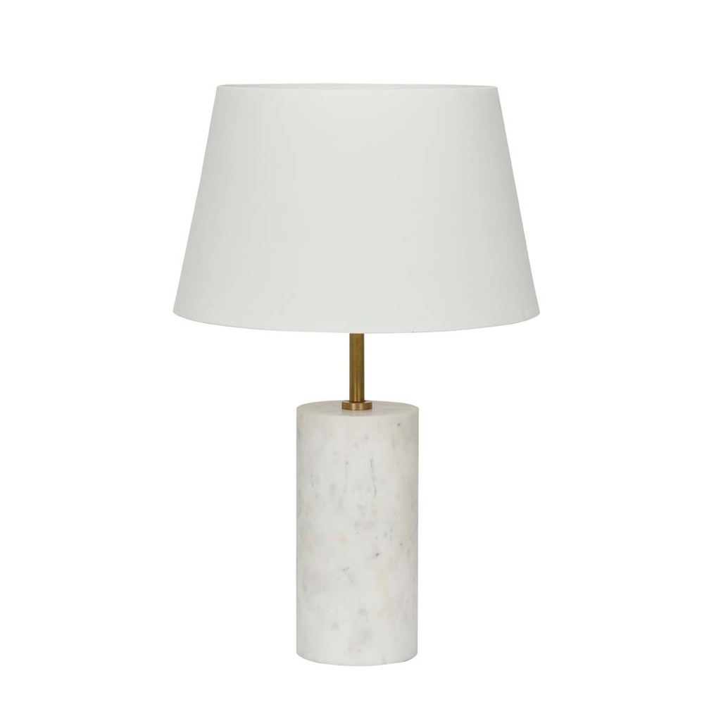 [EASTON-MARBLE-TABLE-LAMP-WHITE-MARBLE-WHITE-LINEN-LAMP-EASTON-MAR-TBL-WHITE-LINEN] Easton Marble Table Lamp - White Marble - White Linen
