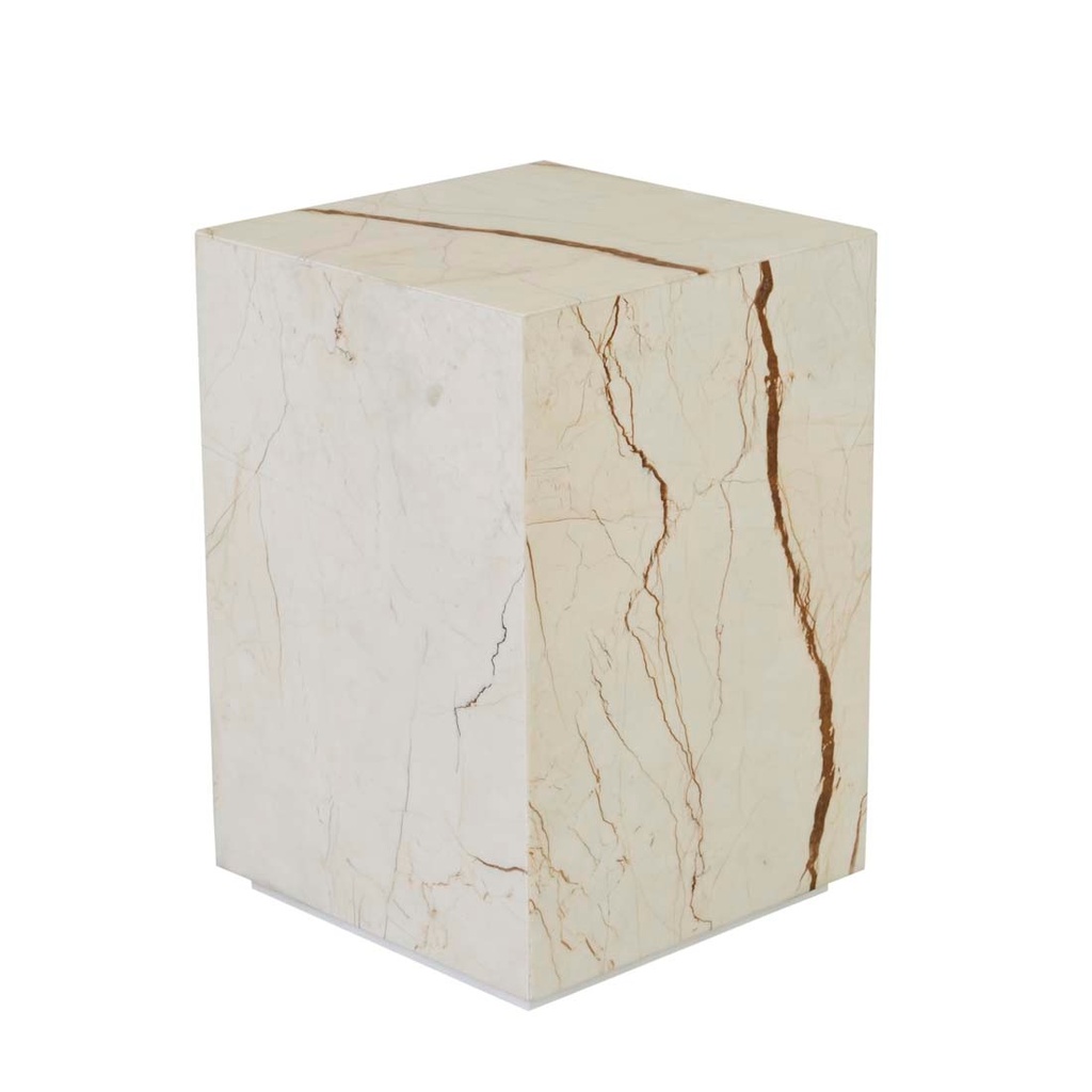 Elle Block Square Side Table - Brown Vein Marble