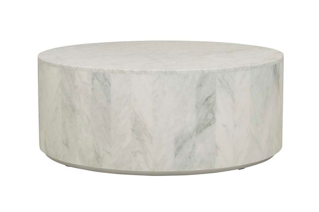 [ELLE-ROUND-BLOCK-COFFEE-TABLE-MATT-WHITE-MARBLE-CTO-ELL-BLO] Elle Round Block Coffee Table - Matt White Marble