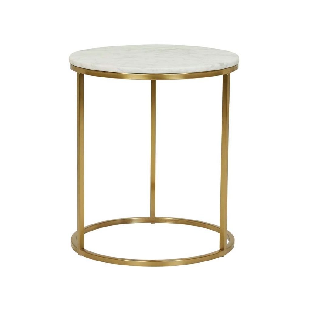 [ELLE-ROUND-SIDE-TABLE-MATT-WHITE-MARBLE-BRUSHED-GOLD-LTO-ELL-RD-BRUSHED-GOLD] Elle Round Side Table - Matt White Marble - Brushed Gold