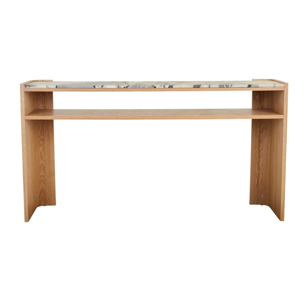 [ELSIE-MARBLE-CONSOLE-MARBLE-LARGE-MATT-OCEAN-MARBLE-NATURAL-ASH-CONS-ELSIE-MAR-X-NATURAL-ASH] Elsie Marble Console - Matt Ocean Marble - Natural Ash