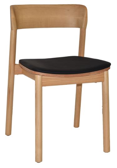 [NF060190 Black] Matilda Timber Dining Chair with Upholstered Seat