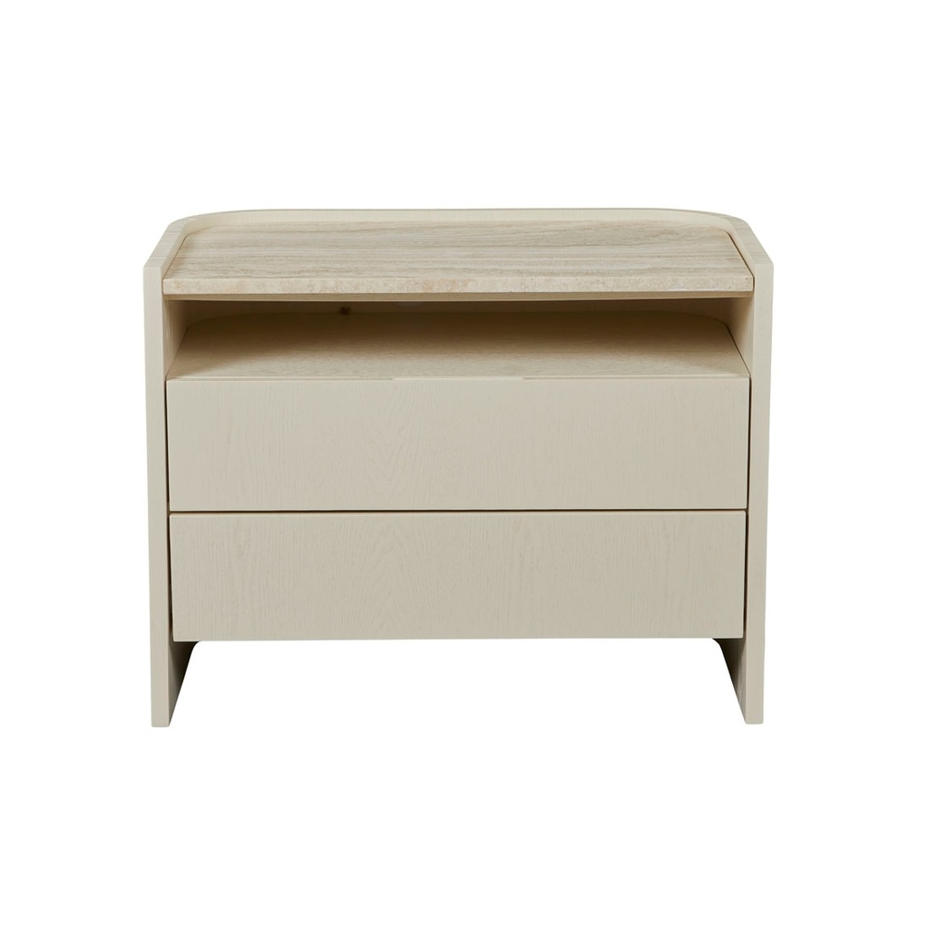 Elsie Two Drawer Bedside - Natural Travertine - Shell