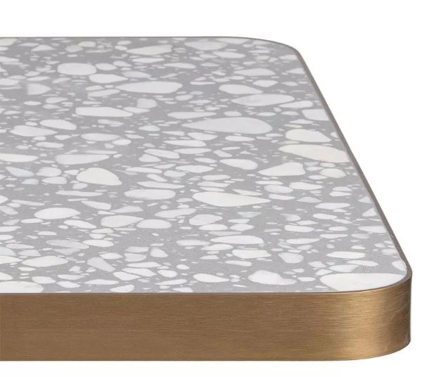 [NF580035 VG] In Stock - Terrazzo Table Top with Aluminium Edge - Venetian Grey