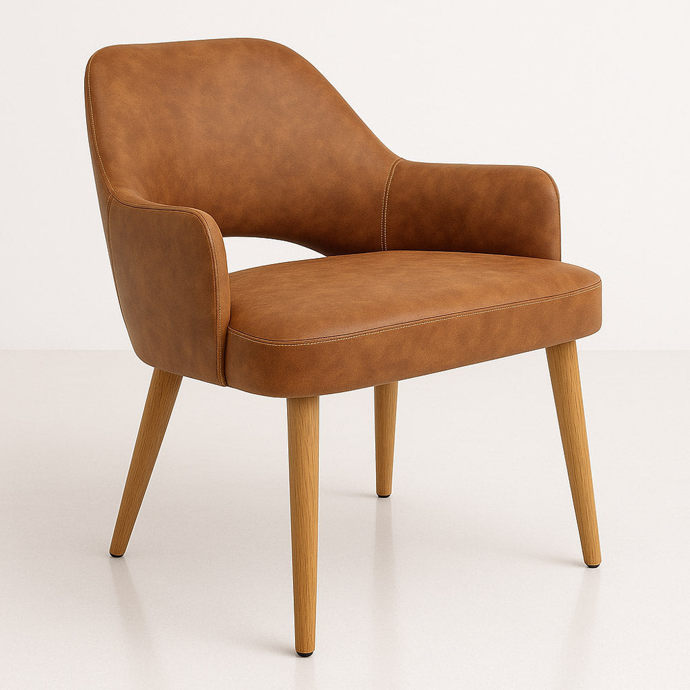 [FL-106-13999-420] Durafurn BonBon Armchair - Metal Timber Image Base - Natural Oak