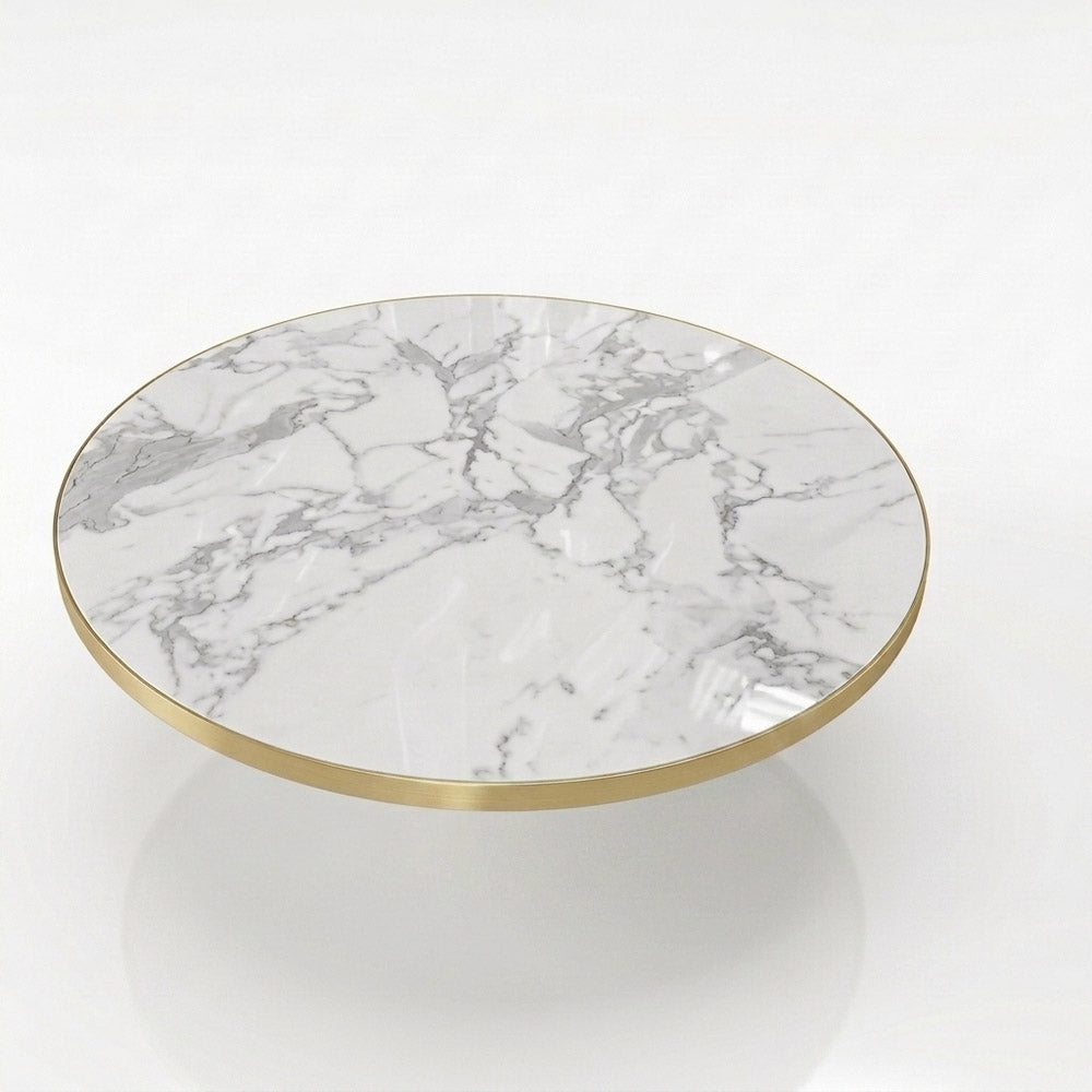 [FL-172-50844] Aluminium Edged Sintered Stone Tabletop - Muse White