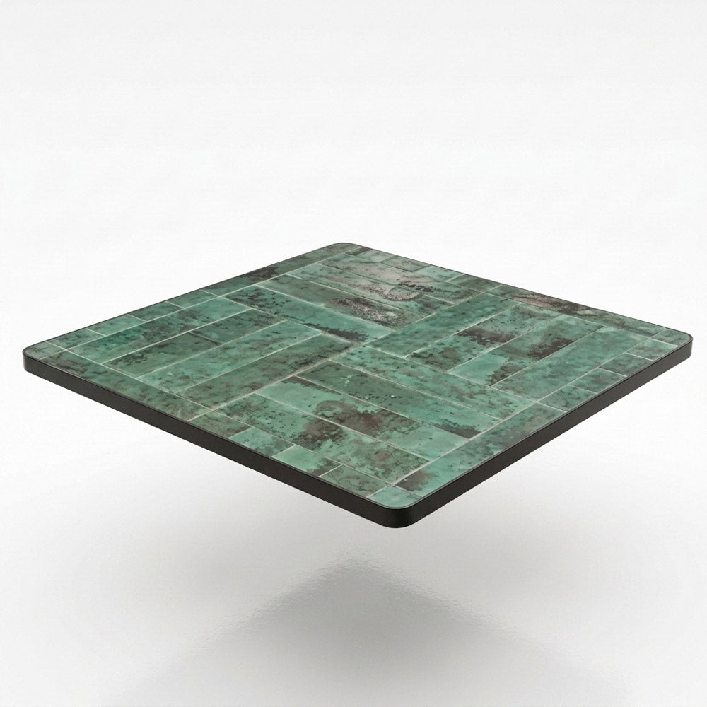 [FL-172-50848] Aluminium Edged Emerald Mosaic Tabletop