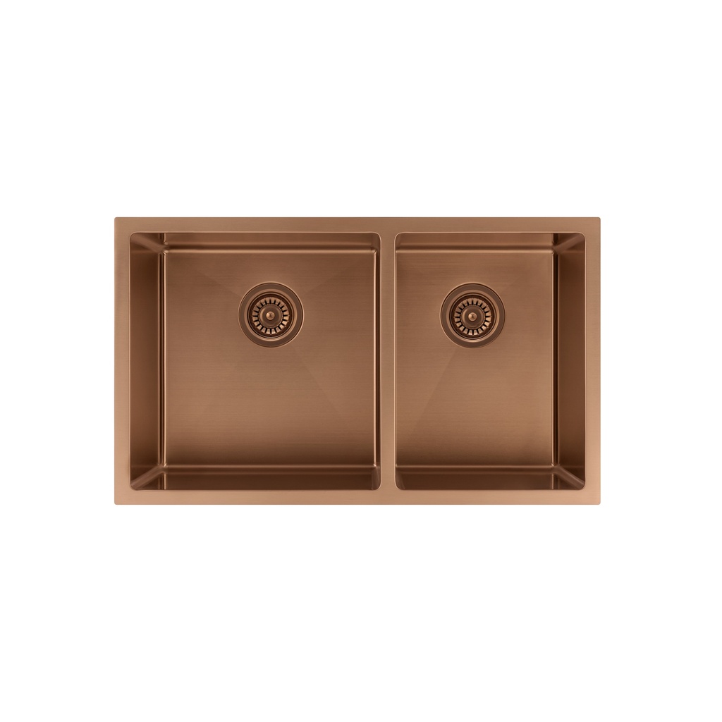 [101561] Vita Double Kitchen Sink 760mm – Brushed Copper