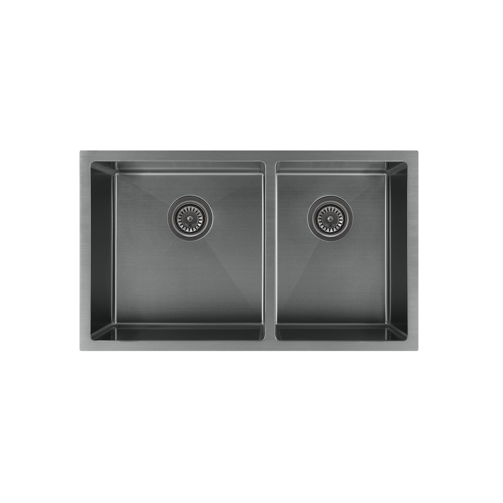 [101571] Vita Double Kitchen Sink 760mm - Brushed Gunmetal