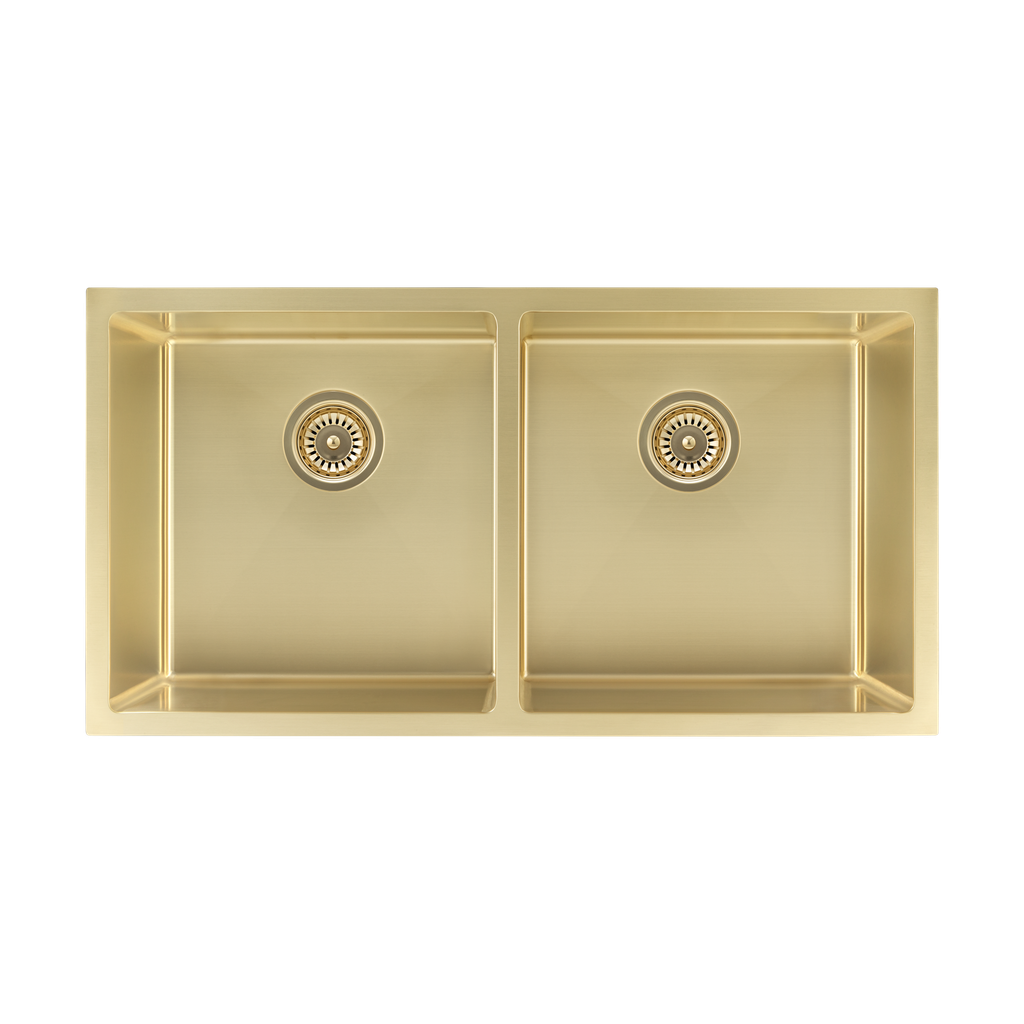 [10290] Zalo Double Kitchen Sink 855mm - Brushed Brass