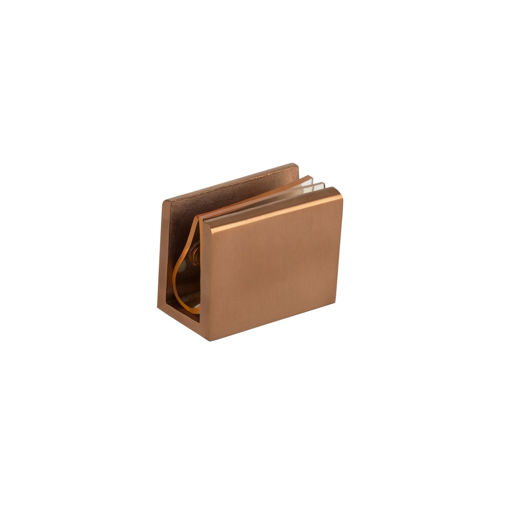 [10785] Pius Glass Panel Clip 12mm - Brushed Copper