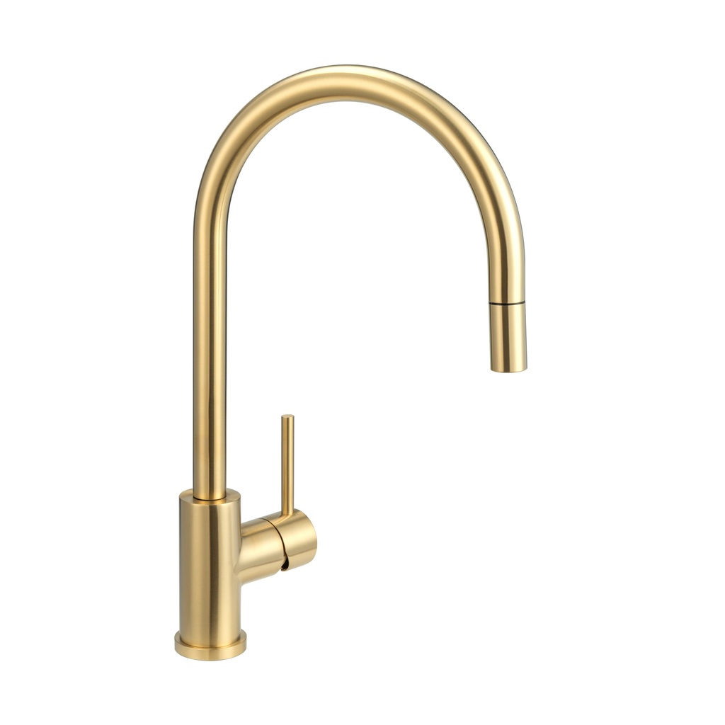 [11598] Elysian Commercial Pull-Out Kitchen Mixer - Brushed Brass