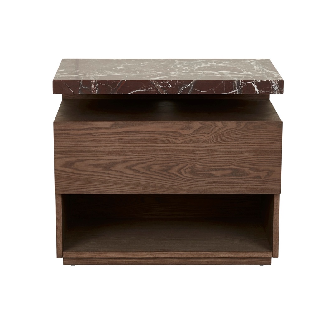 [FLOAT-BEDSIDE-TABLE-MATT-ROUGE-MARBLE-SMOKED-ASH-SIDE-FLOAT-MAR-SMOKED-ASH] Float Bedside - Matt Rouge Marble - Smoked Ash