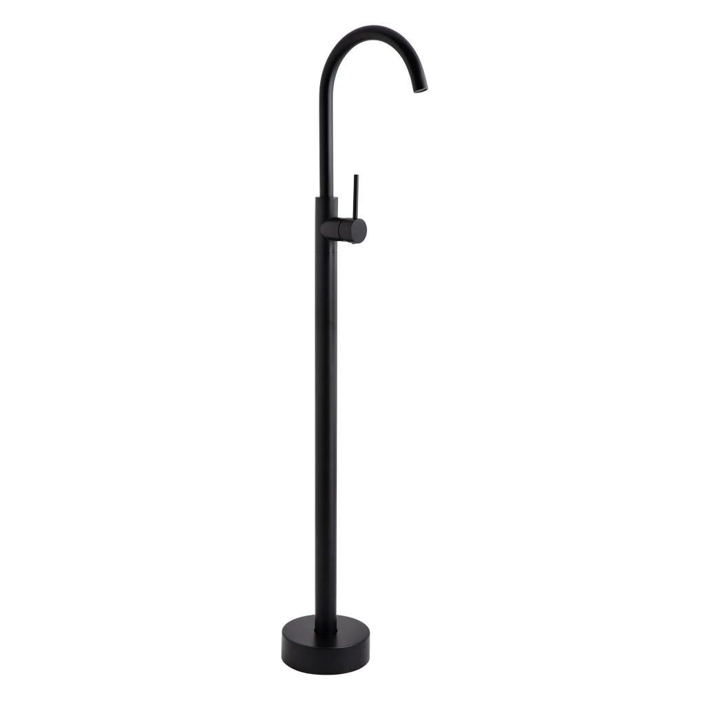 Elysian Floor Mounted Basin/Bath Filler with Mixer - Matte Black