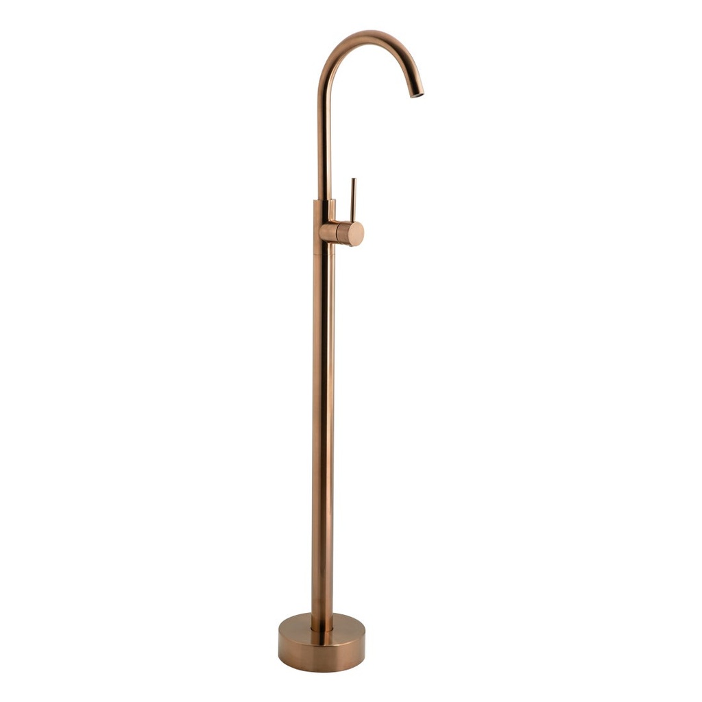 [12314] Elysian Floor Mounted Basin/Bath Filler with Mixer - Brushed Copper