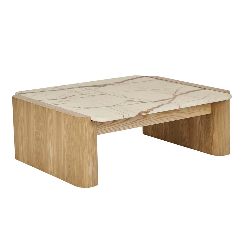 [FLOYD-SQUARE-MARBLE-COFFEE-TABLE-MATT-BROWN-VEIN-MARBLE-NATURAL-ASH-CTS-FLOYD-MAR-NATURAL-ASH] Floyd Square Marble Coffee Table - Matt Brown Vein Marble - Natural Ash