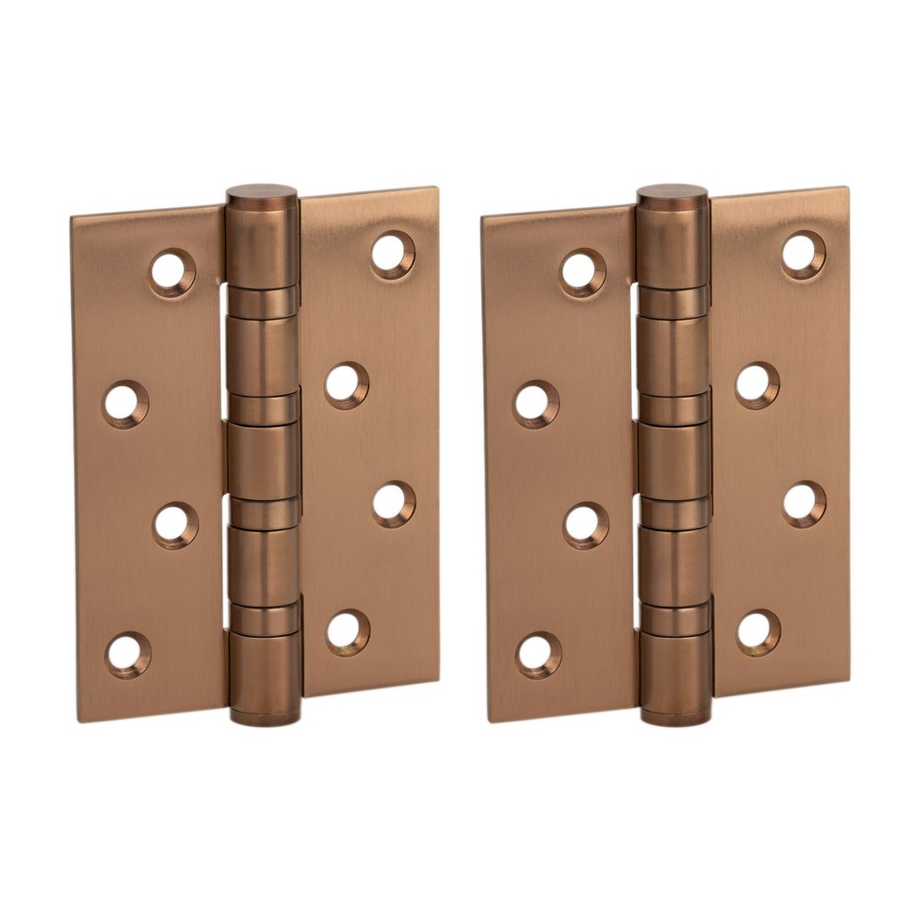 [12826] Ellis Butt Door Hinge Pair 100mm - Brushed Copper