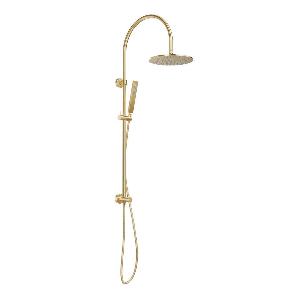 [13233] Elysian Gooseneck Shower Rail Set - Brushed Brass