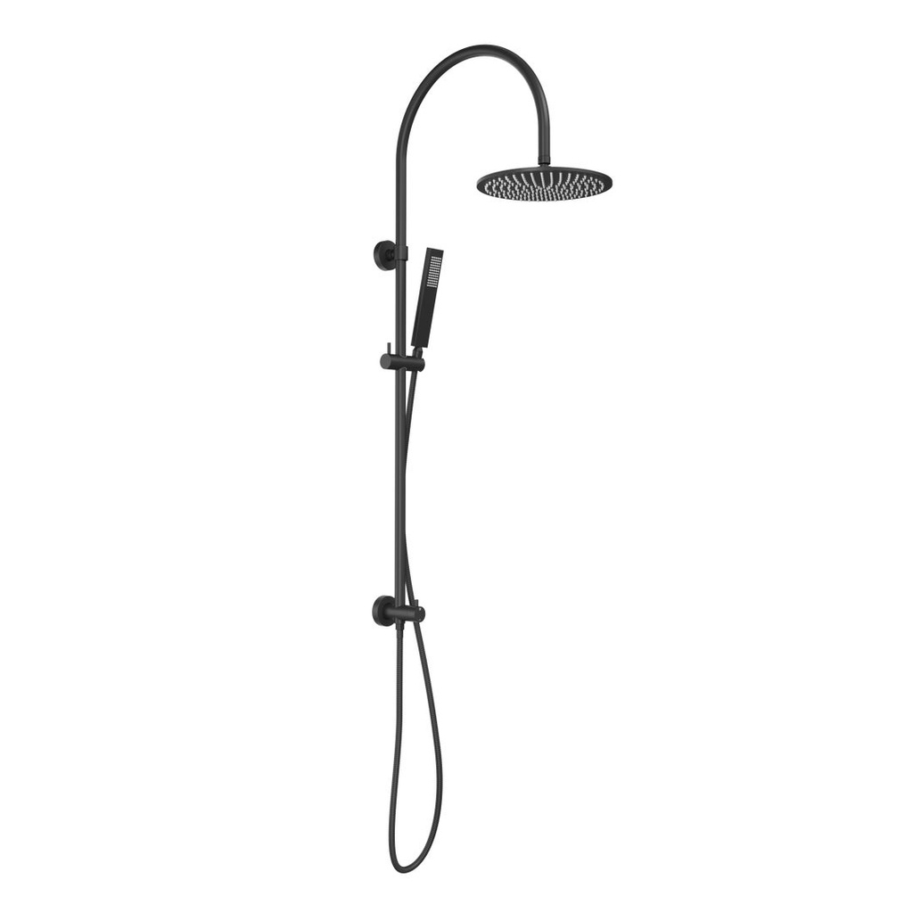 [13237] Elysian Gooseneck Shower Rail Set - Matte Black
