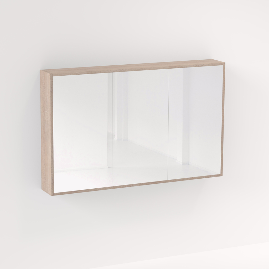[13246] Myra 3 Door Mirror Cabinet 1278mm - White Ash Oak