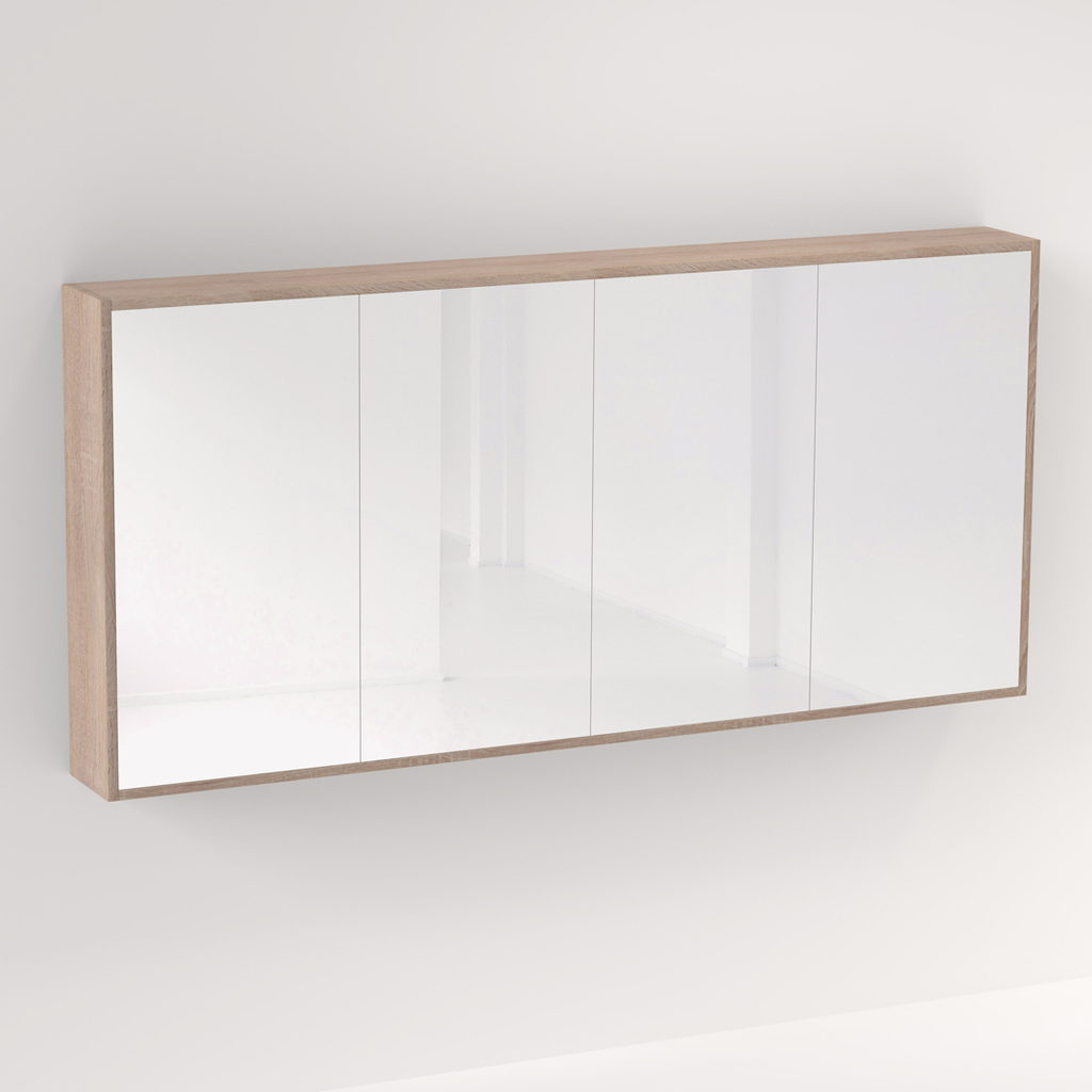 [13247] Myra 4 Door Mirror Cabinet 1692mm - White Ash Oak