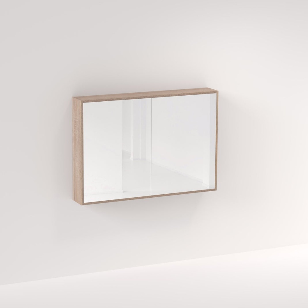 [13268] Myra 2 Door Mirror Cabinet 1164mm - White Ash Oak