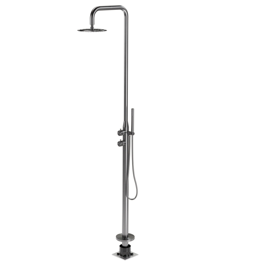 [13329] Sola Freestanding Outdoor Shower Set - Brushed Gunmetal