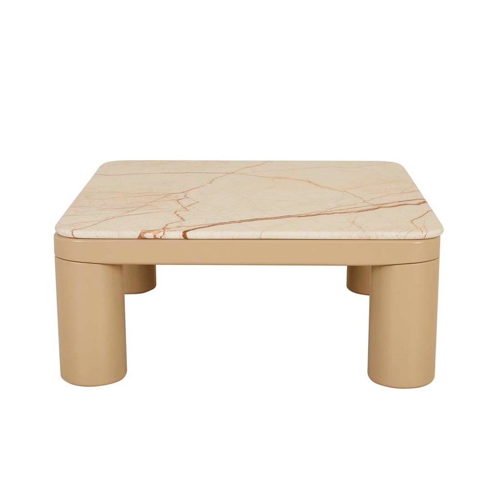 [FRANKIE-MARBLE-COFFEE-TABLE-MATT-BROWN-VEIN-MARBLE-GLOSS-CAMEL-CTS-FRANK-MAR-GLOSS-CAMEL] Frankie Marble Coffee Table - Matt Brown Vein Marble - Gloss Camel