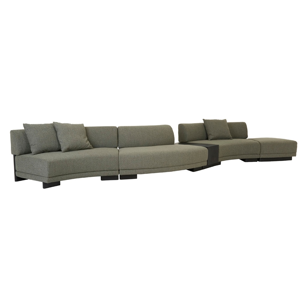 Felix Orbit Wedge Ottoman - Moss Tweed - Matt Black Ash