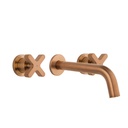 Cross Assembly Taps & Spout Set - Brushed Copper