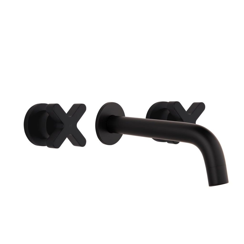 [14255-LF] Cross Assembly Taps & Spout Set - Matte Black