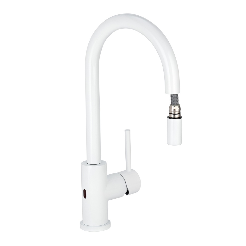 [14619] Elysian Sensor Commercial Pull-Out Kitchen Mixer - White
