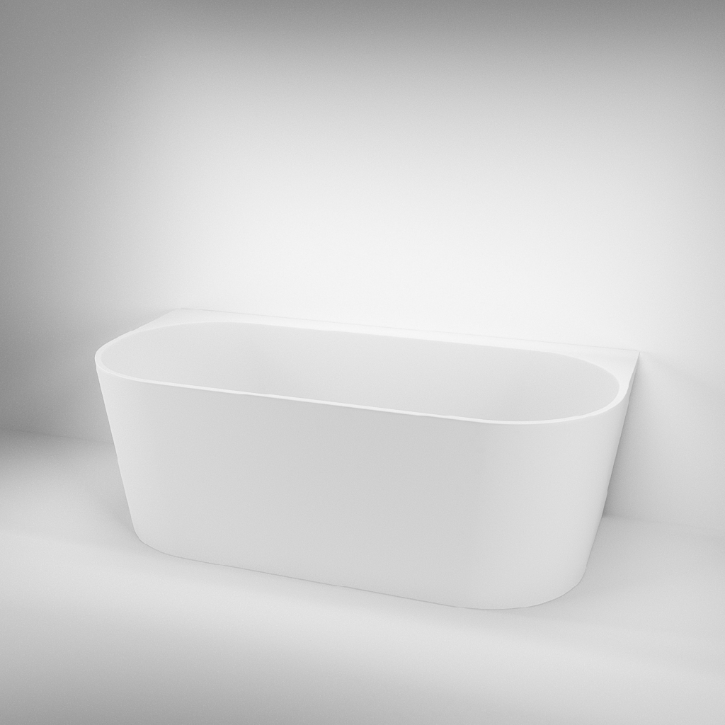 [15284] Azul Acrylic Back-to-Wall Freestanding Bath - Matte White 1650mm