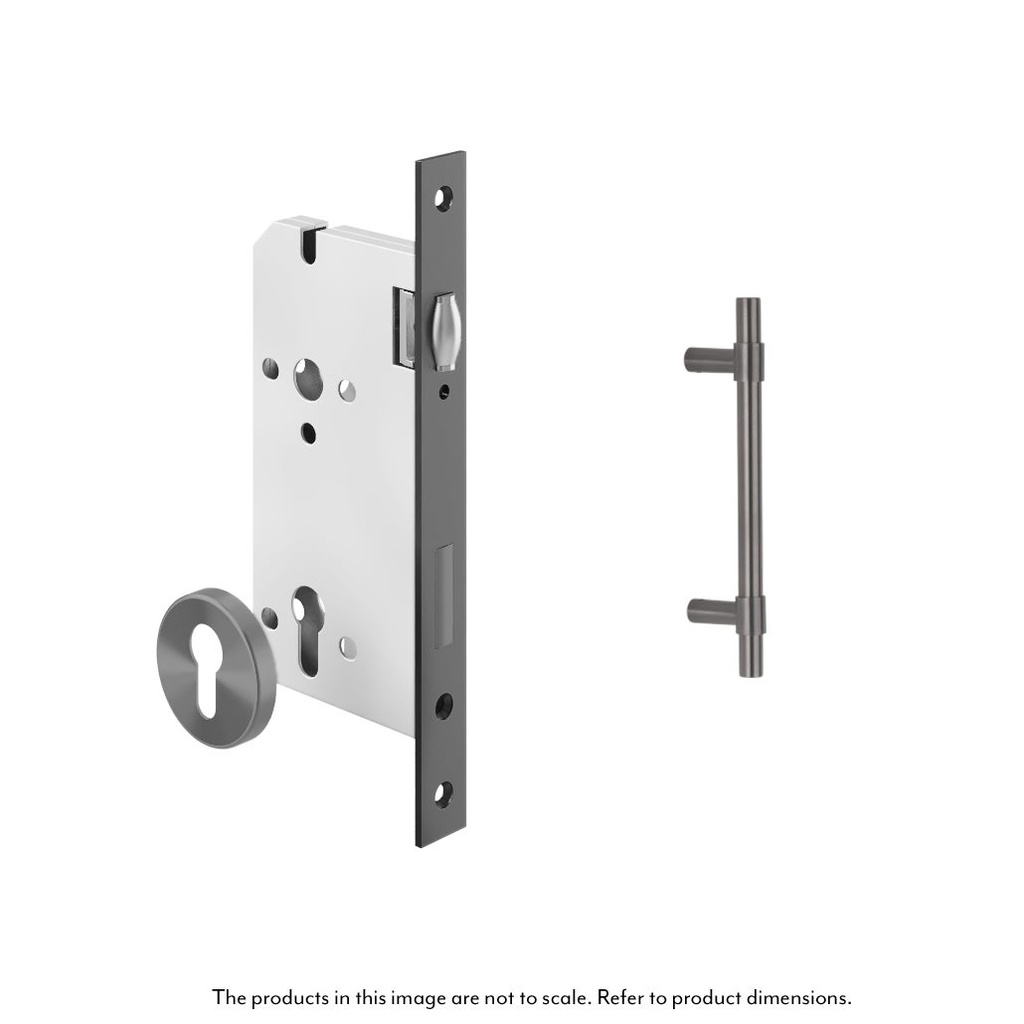 [16259] Modi Adjustable Entry Door Pull & Lock Set 300mm - Brushed Gunmetal
