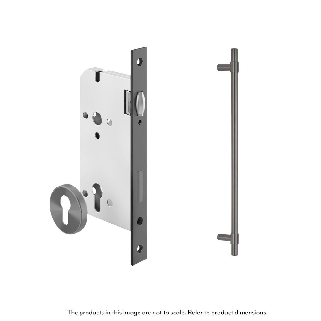 [16263] Modi Adjustable Entry Door Pull &amp; Lock Set 600mm - Brushed Gunmetal