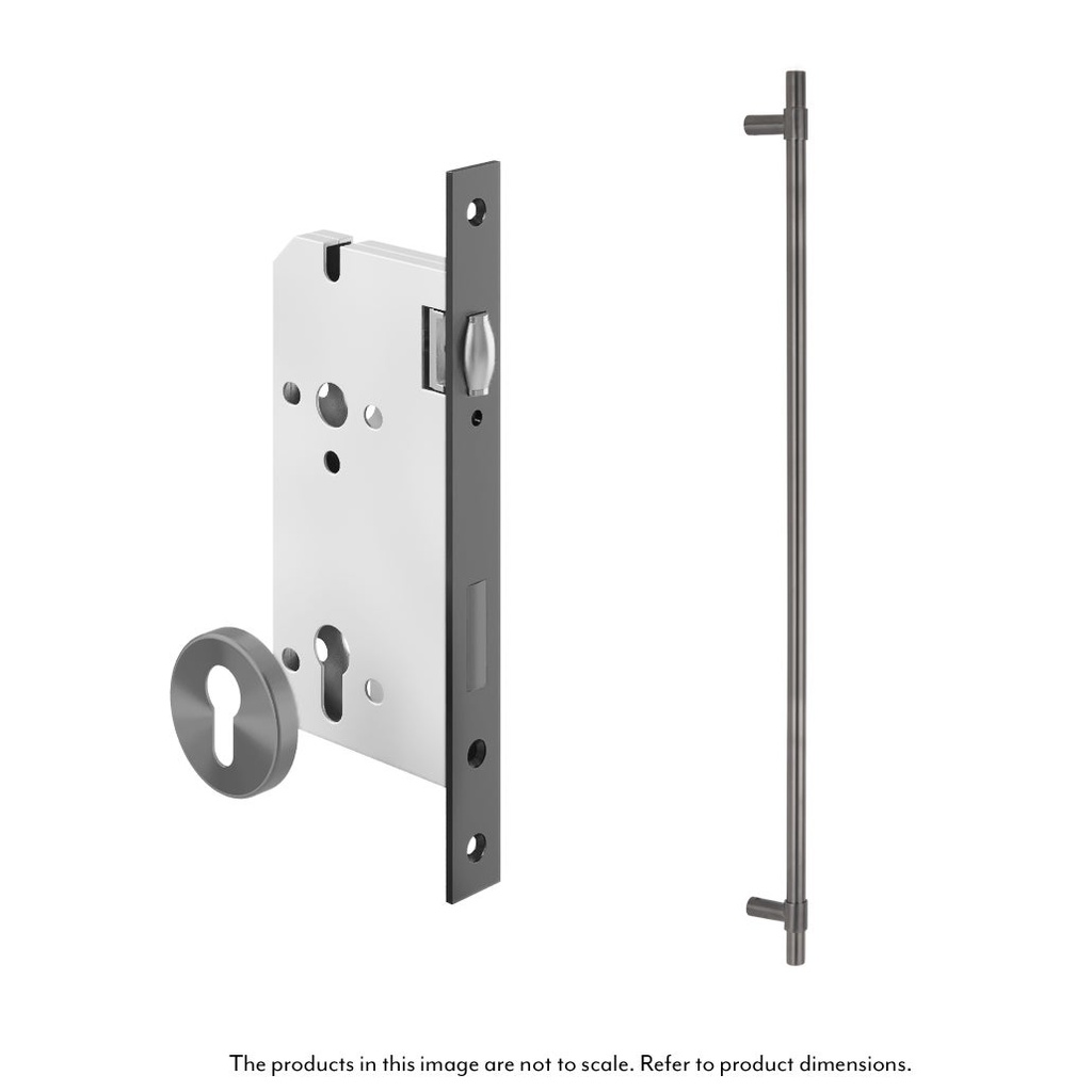 [16267] Modi Adjustable Entry Door Pull &amp; Lock Set 900mm - Brushed Gunmetal