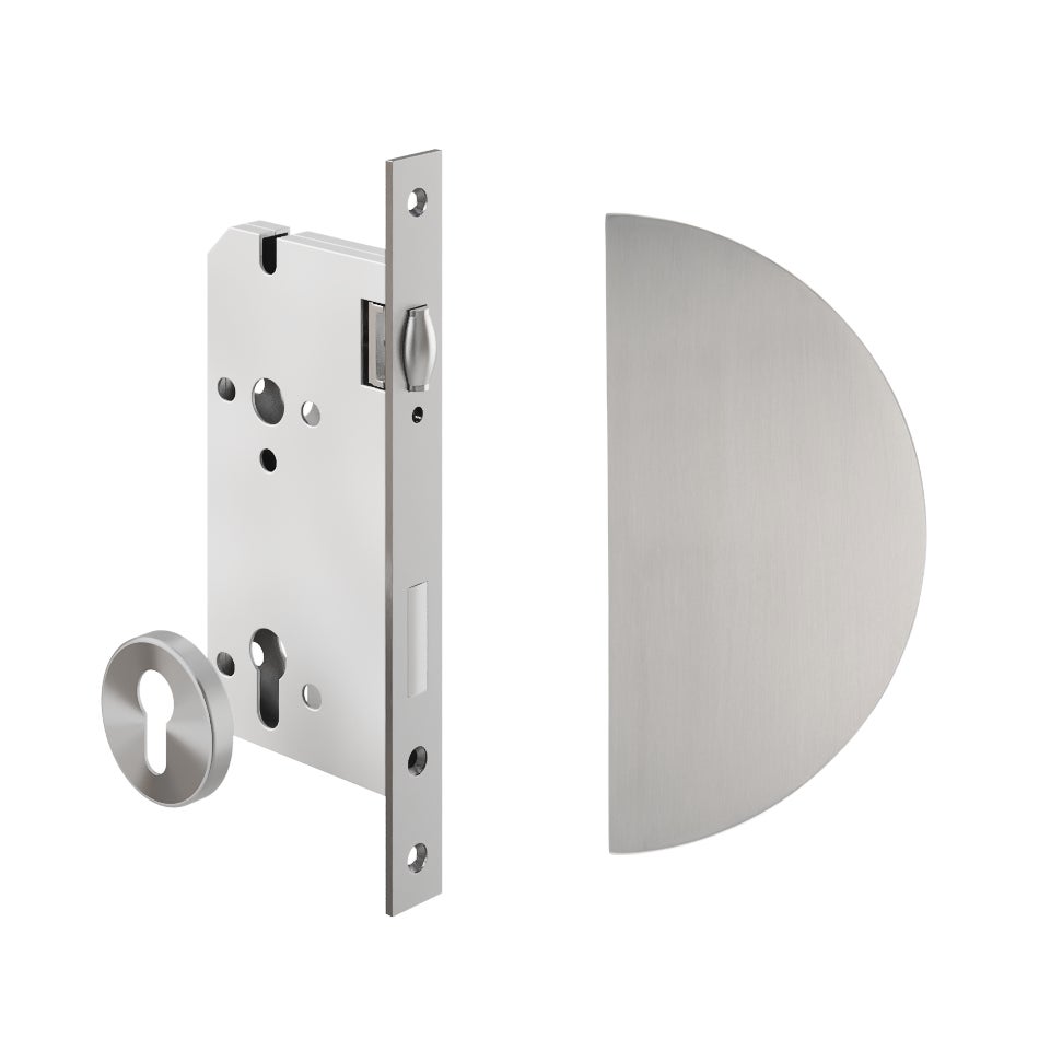 [16276] Imes Half Moon Entry Door Pull & Lock Set - Stainless Steel