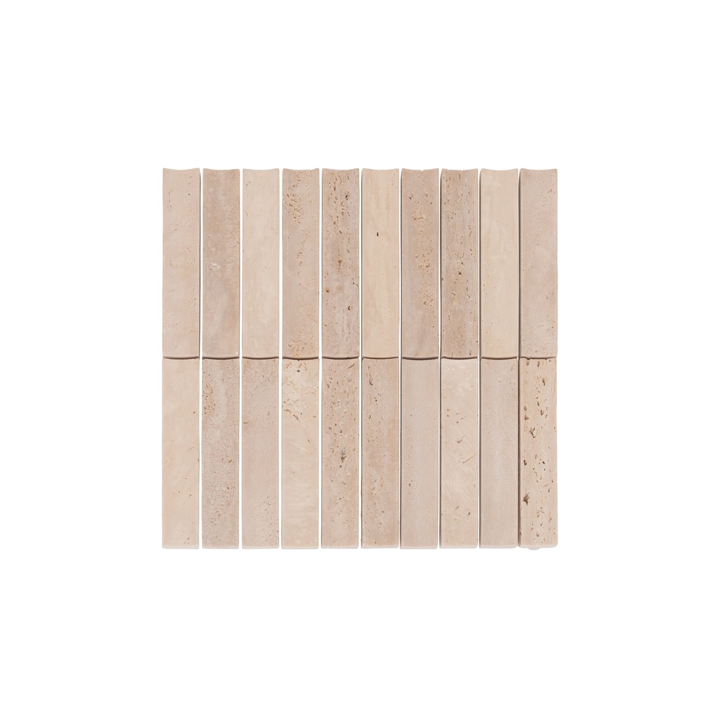 [16473] Ravenna Travertine Inverted Finger Mosaic Tile