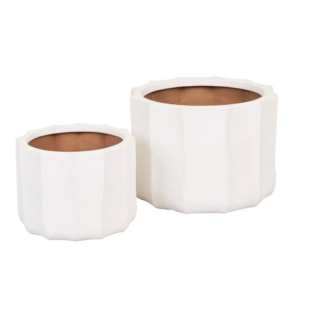 [HANSON-FLUTE-PLANTER-SET-OF-2-WHITE-SAND-DEC-HAN-FLUT-S2] Hanson Flute Planter Set of 2 - White Sand