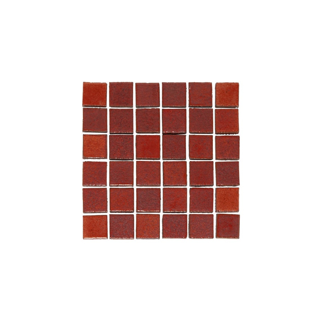[16778] Miyako Handmade Square Mosaic Tile - Rustic Red