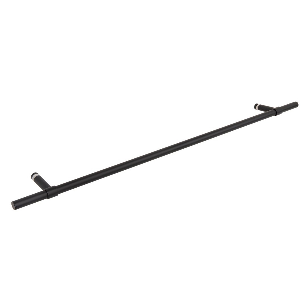 [16861] Modi Adjustable Glass Mounted Towel Rail 750mm - Matte Black