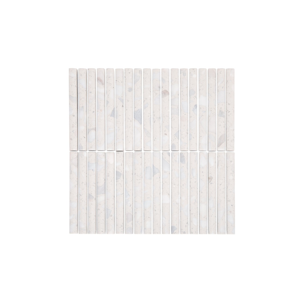 [17022] Verona Terrazzo Rounded Finger Mosaic Tile - White
