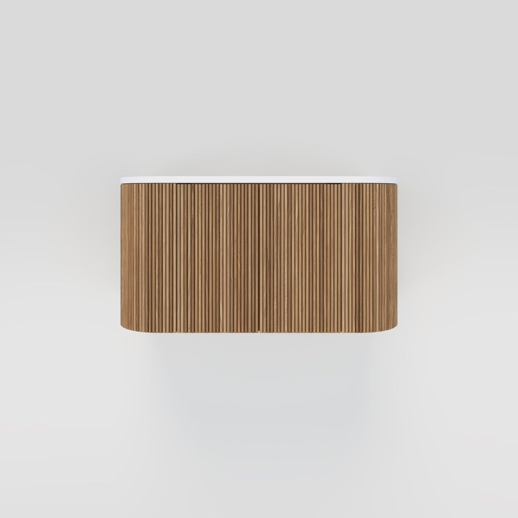 [17134] Kairi Curved Fluted Single Vanity 900mm - Oak Timber