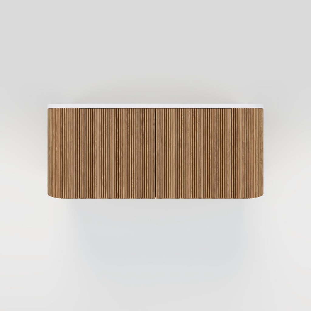 [17135] Kairi Curved Fluted Single Vanity 1164mm - Oak Timber